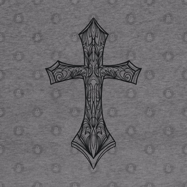 Decorative cross illustration tattoo style by jen28